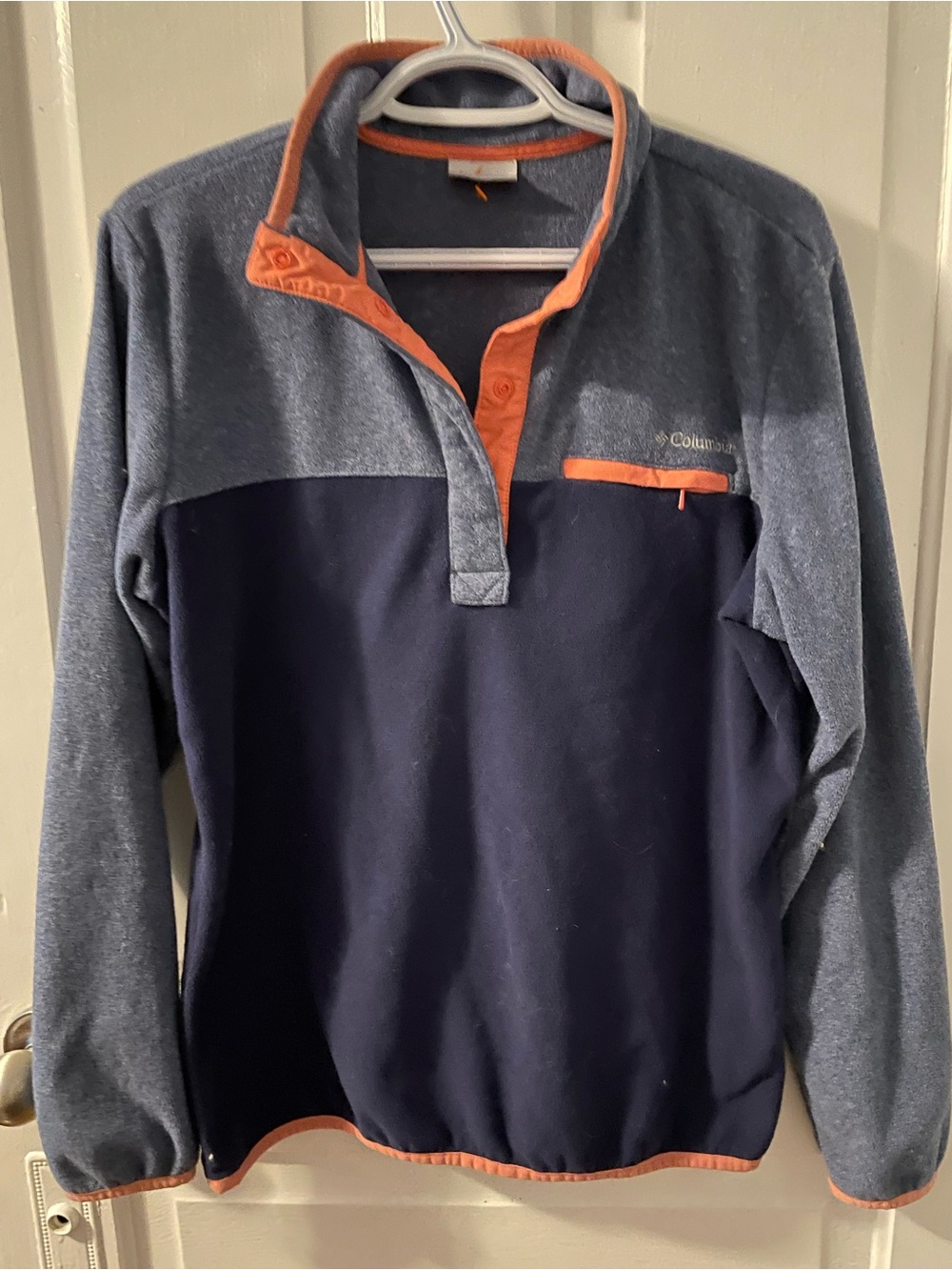 Columbia Womens Navy & Pink Fleece Pullover with Orange Accents